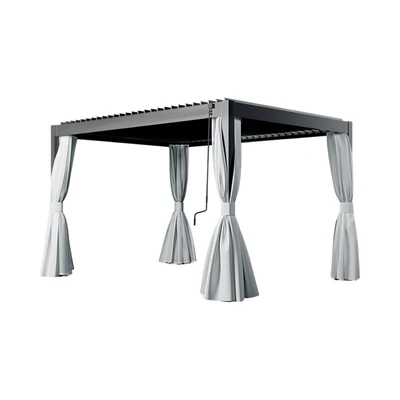 Gambar Soleil Pergola Atap Kanopi Aluminium Dengan Tirai 397x297x250 Meter - Hitam
