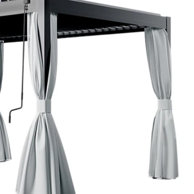 Gambar Soleil Pergola Atap Kanopi Aluminium Dengan Tirai 397x297x250 Meter - Hitam