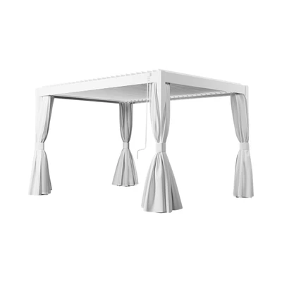 Gambar Soleil Pergola Atap Kanopi Aluminium Dengan Tirai 397x297x250 Meter - Putih