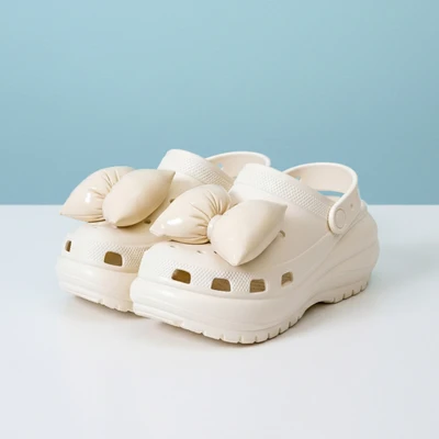 Gambar Ataru Sandal Wanita Clogs Thick Ribbon Ukuran 39/40 - Krem