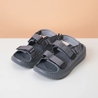 Gambar Ataru Sandal Pria Double Strap Adjustable Ukuran 43 - Abu-Abu