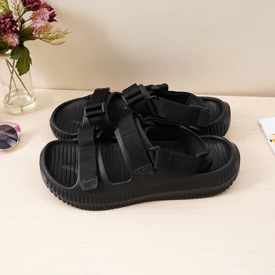 Gambar Ataru Ukuran 41 Sandal Pria Double Strap - Hitam