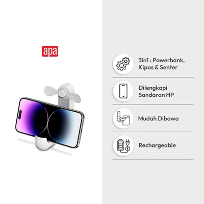 Gambar APA Senter Portabel Dengan Kipas 2-in-1 - Putih