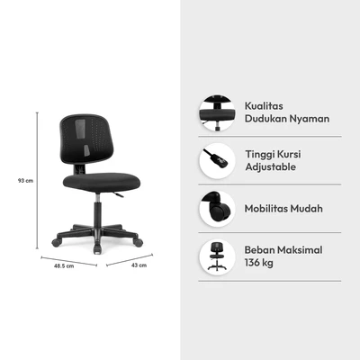 Gambar Informa Luana Kursi Kantor Sandaran Rendah - Hitam