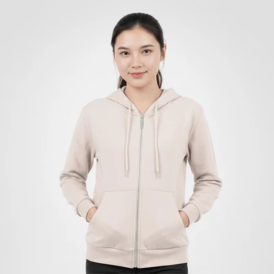 Gambar Ataru Jaket Hoodie Crop All Size - Putih Ivory