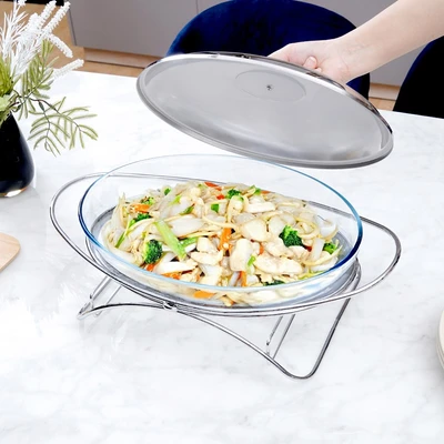 Gambar Culinart Nerinko Penghangat Makanan Kaca Oval 3 Liter - Silver