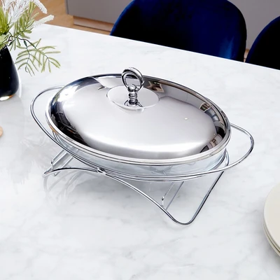 Gambar Culinart Nerinko Penghangat Makanan Kaca Oval 3 Liter - Silver