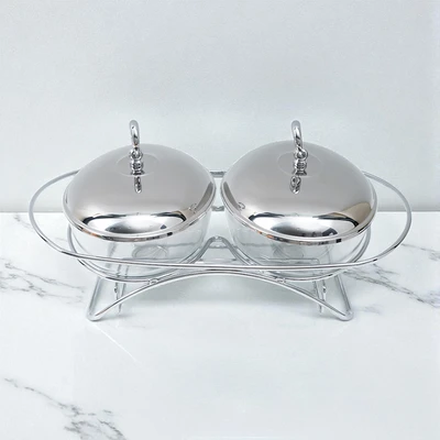 Gambar Culinart Nerinko Penghangat Makanan Oval 1.5 Liter Set 2 pcs - Silver