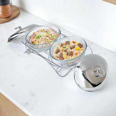 Gambar Culinart Nerinko Penghangat Makanan Oval 1.5 Liter Set 2 pcs - Silver