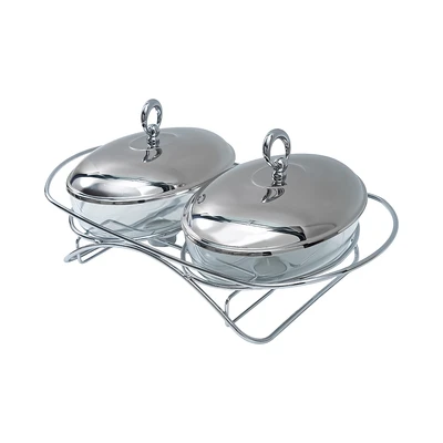 Gambar Culinart Nerinko Penghangat Makanan Oval 1.5 Liter Set 2 pcs - Silver