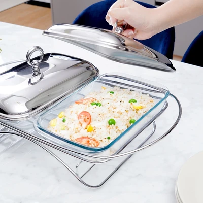Gambar Culinart Nerinko Penghangat Makanan Rectangle 1.5 Liter Set 2 pcs - Sliver