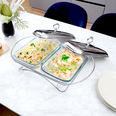 Gambar Culinart Nerinko Penghangat Makanan Rectangle 1.5 Liter Set 2 pcs - Sliver
