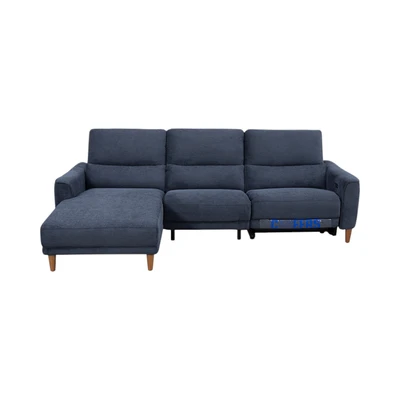 Gambar Cheers Madelyn Sofa L Sectional Recliner Fabric Kiri - Biru