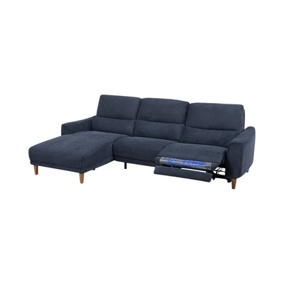 Gambar Cheers Madelyn Sofa L Sectional Recliner Fabric Kiri - Biru