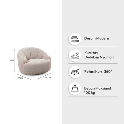 Gambar Cheers Magnolia Sofa Fabric 1 Seater - Krem