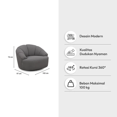 Gambar Cheers Magnolia Sofa Fabric 1 Seater - Abu-Abu