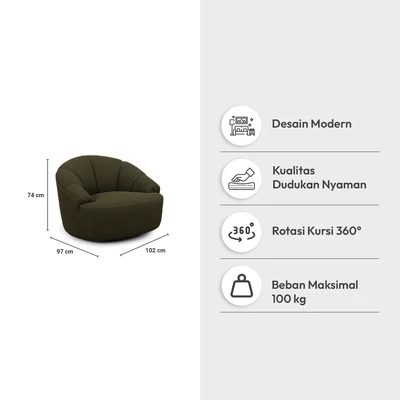 Gambar Cheers Magnolia Sofa Fabric 1 Seater - Hijau