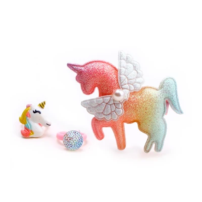 Gambar Pretty Missy Set Pumpkin Cincin & Jepitan Rambut Anak Unicorn Rainbow Random