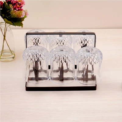 Gambar Culinart Diamond Gelas Kaca Dengan Rak 180 ml Set 7 Pcs Transparan