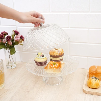 Gambar Culinart Wadah Saji Kue Kaca Dome Crystal 25.5 cm Transparan