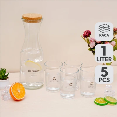Gambar Culinart Lateru Teko & Gelas Kaca 1 Liter Set 5 pcs Transparan