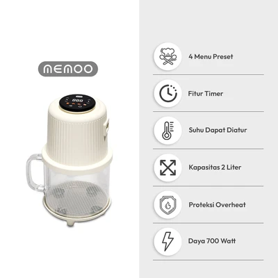 Gambar Memoo Low Fat Air Fryer Digital 2 Liter 700 watt - Putih