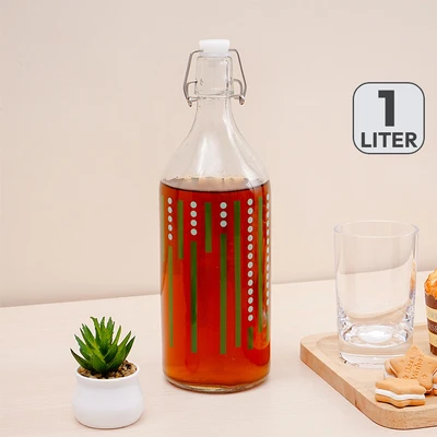 Gambar Culinart Botol Kaca Swing Dotline 1 Liter Transparan