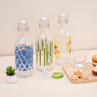 Gambar Culinart Botol Kaca Swing Dotline 1 Liter Transparan