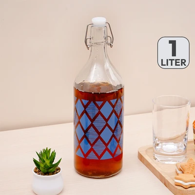 Gambar Culinart Botol Kaca Swing Mozaic 1 Liter Transparan