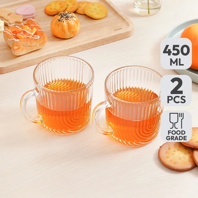 Gambar Culinart Vorteks Mug Kaca 450 ml Set 2 pcs Transparan