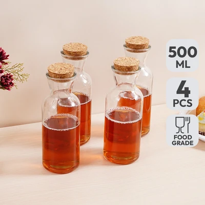Gambar Culinart Botol Kaca Carafe Dengan Tutup 500 ml Set 4 pcs Transparan