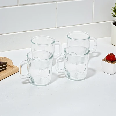 Gambar Culinart Grafir Mug Kaca 350 ml Set 4 pcs Transparan