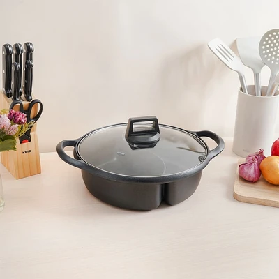 Gambar Culinart Panci Hot Pot Aluminium Non-Stick PTFE Coating 28 cm - Hitam