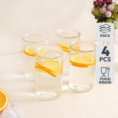 Gambar Culinart Grafir Gelas Kaca Highball 450 ml Set 4 Pcs Transparan
