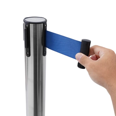 Gambar Krisbow Tiang Antrian Stackable Thin Base Dengan Tali - Silver/Biru