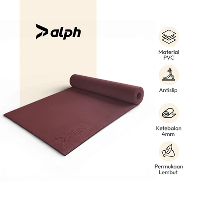 Gambar Alph Matras Yoga PVC 4 mm - Merah Burgundy