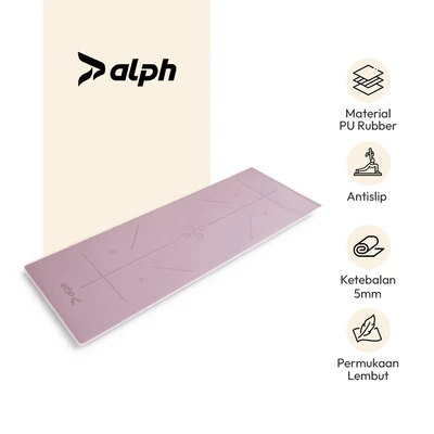 Gambar Alph Matras Yoga PU Rubber Dengan Strap 5 mm - Mauve