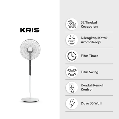 Gambar Kris Kipas Angin Berdiri DC Motor 14 Inch - Putih