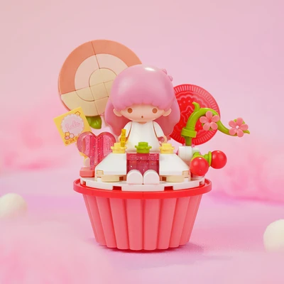 Gambar Keepplay Little Twin Stars Peaches Cupcake Set 132 Pcs - Pink