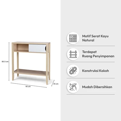 Gambar Informa Nordic Meja Konsol - Putih/Cokelat Oak