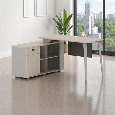 Gambar Informa Maven Meja Kantor Kiri 140 cm - Cokelat Oak/Abu-Abu
