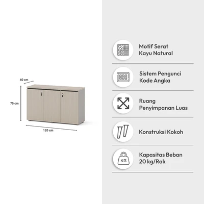 Gambar Informa Maven Kabinet Kantor - Cokelat Oak/Abu-Abu
