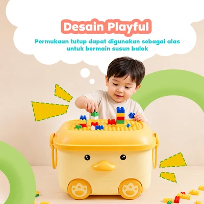 Gambar Stora Kotak Penyimpanan Anak Dengan Roda Duck - Kuning