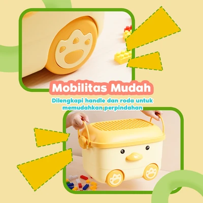 Gambar Stora Kotak Penyimpanan Anak Dengan Roda Duck - Kuning