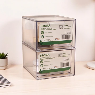 Gambar Stora Laci Penyimpanan 1 Kompartemen Stackable Transparan