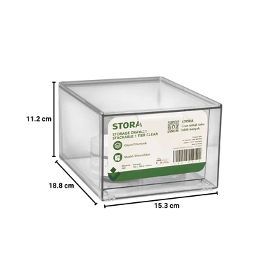 Gambar Stora Laci Penyimpanan 1 Kompartemen Stackable Transparan