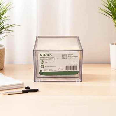 Gambar Stora Laci Penyimpanan 1 Kompartemen Stackable Transparan