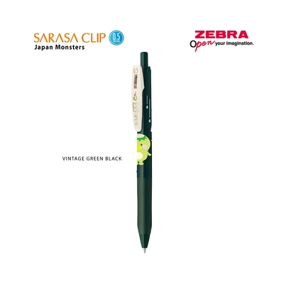 Gambar Zebra Sarasa Monsters Vintage Pulpen Gel Green Black 0.5 Mm