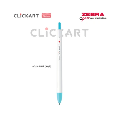 Gambar Zebra 0.6 Mm Clickart Spidol Aqua Blue Retractable