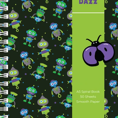 Gambar Doodle Dazzles Notebook Spiral Kiddo Robot A5 - Hijau Tua